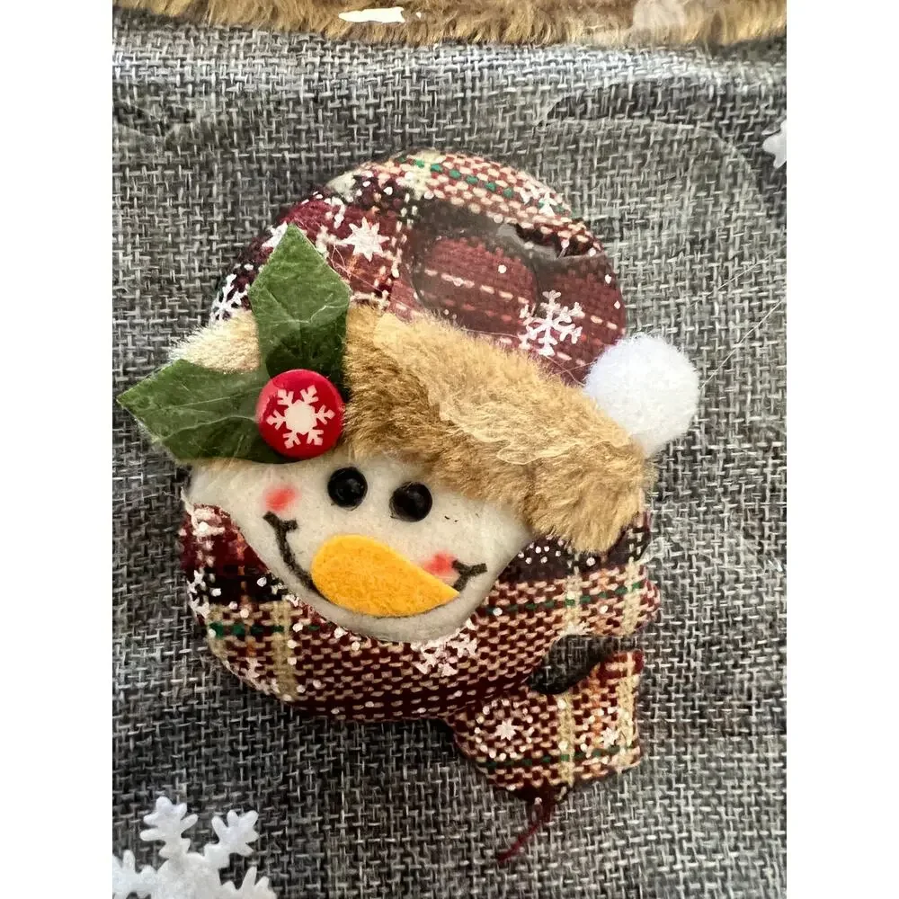Set of 3 Christmas Bottle Gift Bags Santa Snowman Reindeer Rustic Holiday